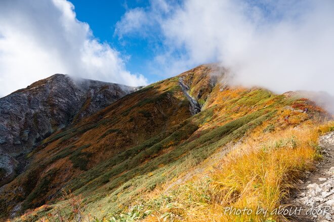 紅葉時期の越後駒ケ岳の登山道