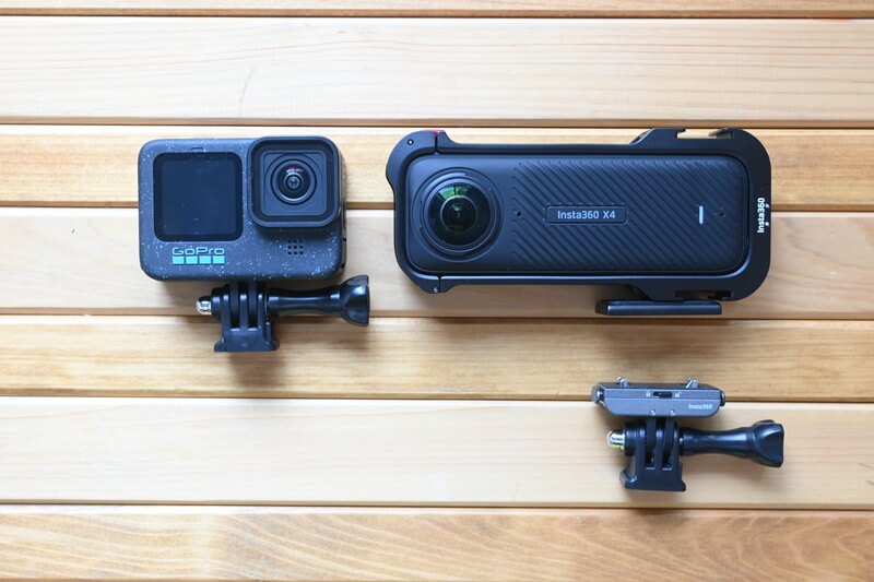 GoPro HERO 12とInsta360 X4の比較（X4にマウントを付ける）