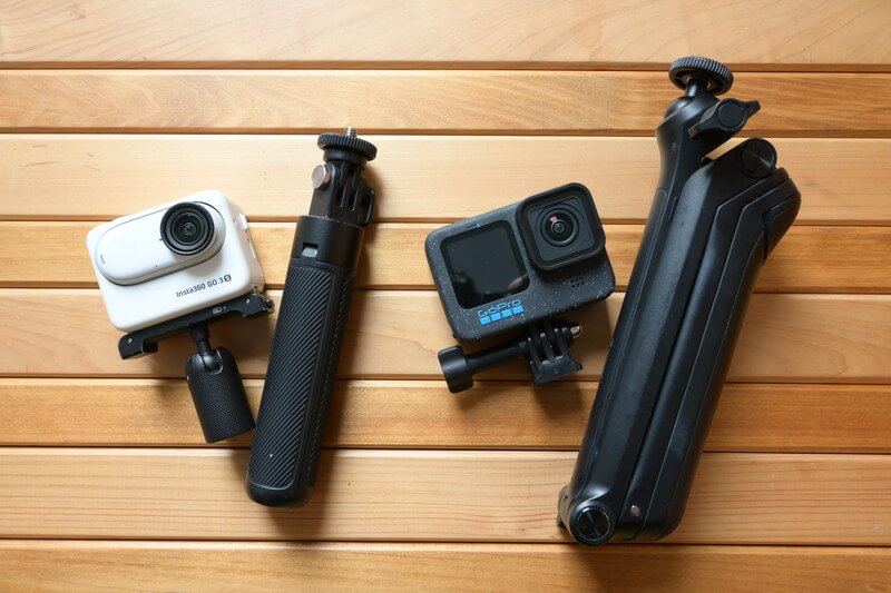 GoProとInsta360 GO 3Sの大きさ比較