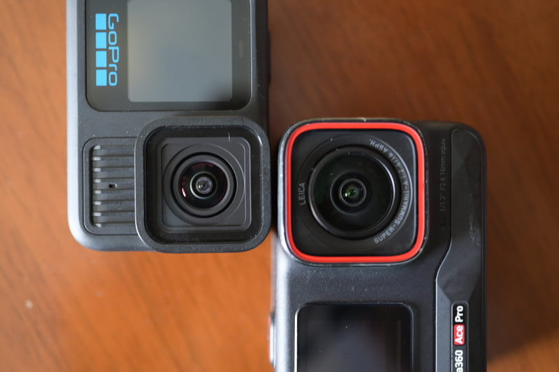 GoPro HERO 13とInsta360 Ace Proのレンズ部分拡大