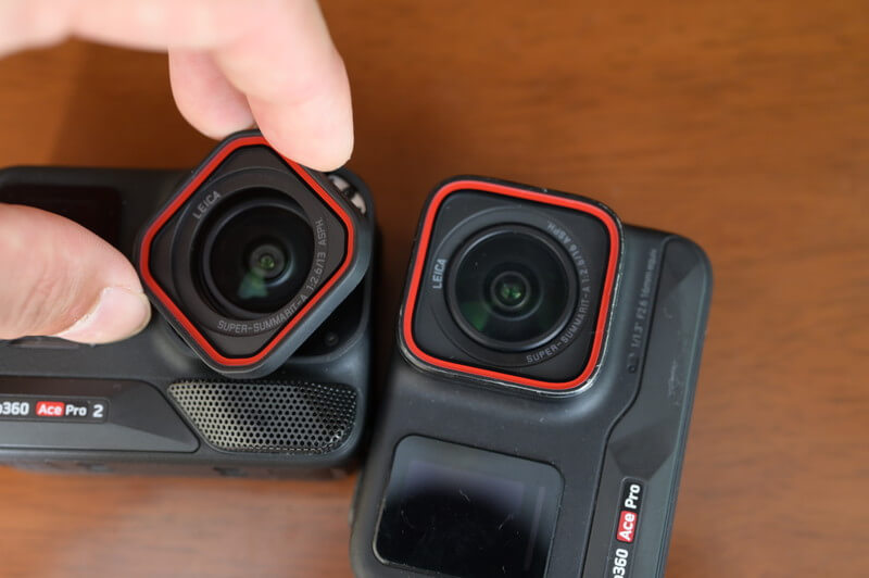 Insta360 Ace Pro 2とAce Proの比較（レンズカバーの取り扱い）